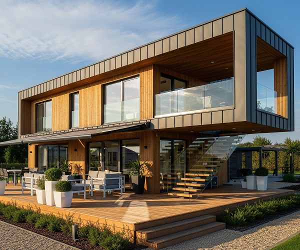 Casa prefabricada ampliada y modernizada
