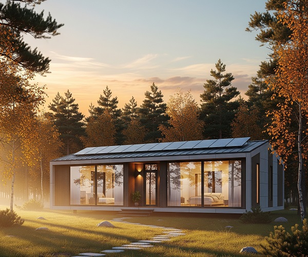 Casa prefabricada moderna con energía solar
