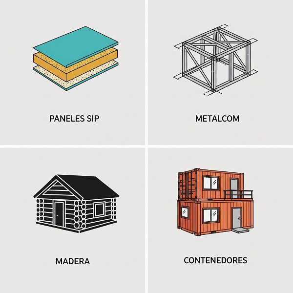 Iconos representativos de términos básicos en construcción prefabricada