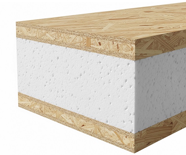 Corte transversal de un panel SIP