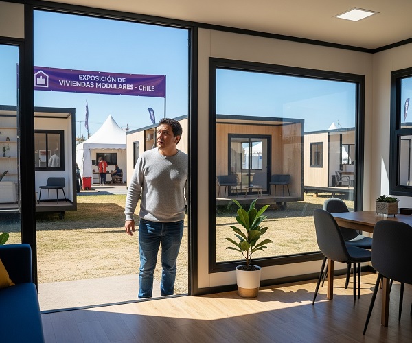 Visitando modelo de casa prefabricada